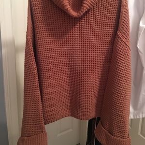 Free People oversized - cuffed sweater. Cinnamon
